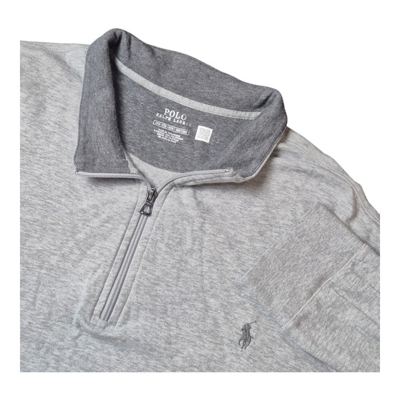 Polo Ralph Lauren 1/4 Zip Pullover Gray Long Sleeve Knit Sweater Big Men's 2XB - Picture 1 of 7